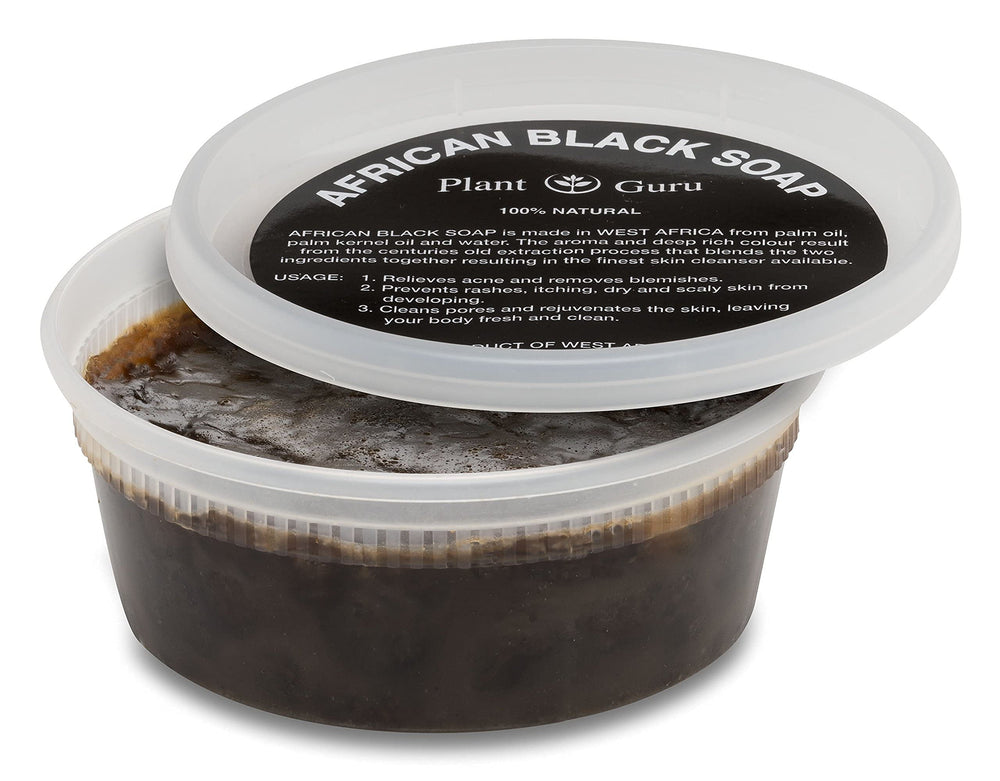 Plant Guru African Black Soap Paste texture close-up suggests rich natural ingredients