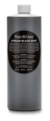 Plant Guru Jabón Negro Africano líquido en botella de 32 oz, limpieza suave para rostro y cuerpo.