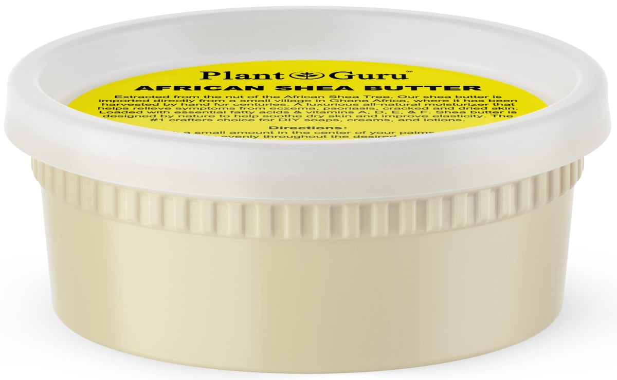 Plant Guru Raw African Shea Butter 8 oz jar front view for nourishing skin.