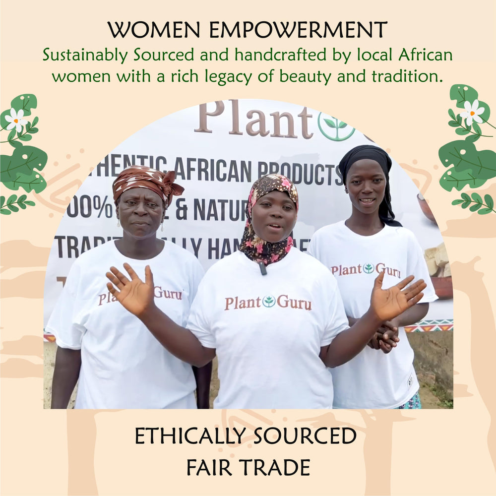 Plant Guru Shea butter hand-softening action on dry skin.