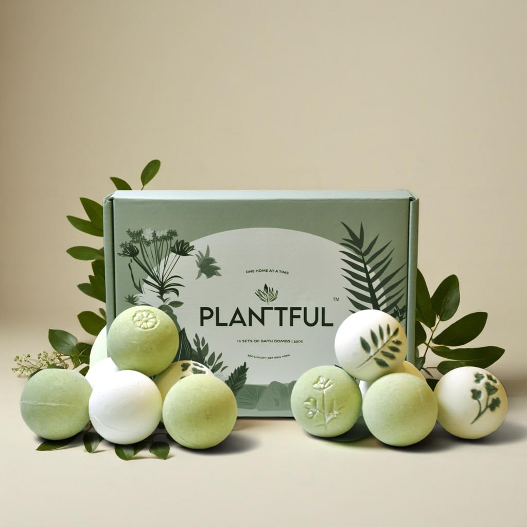 Plantful bath bombs with large shea butter deliver a deeply moisturizing soak.