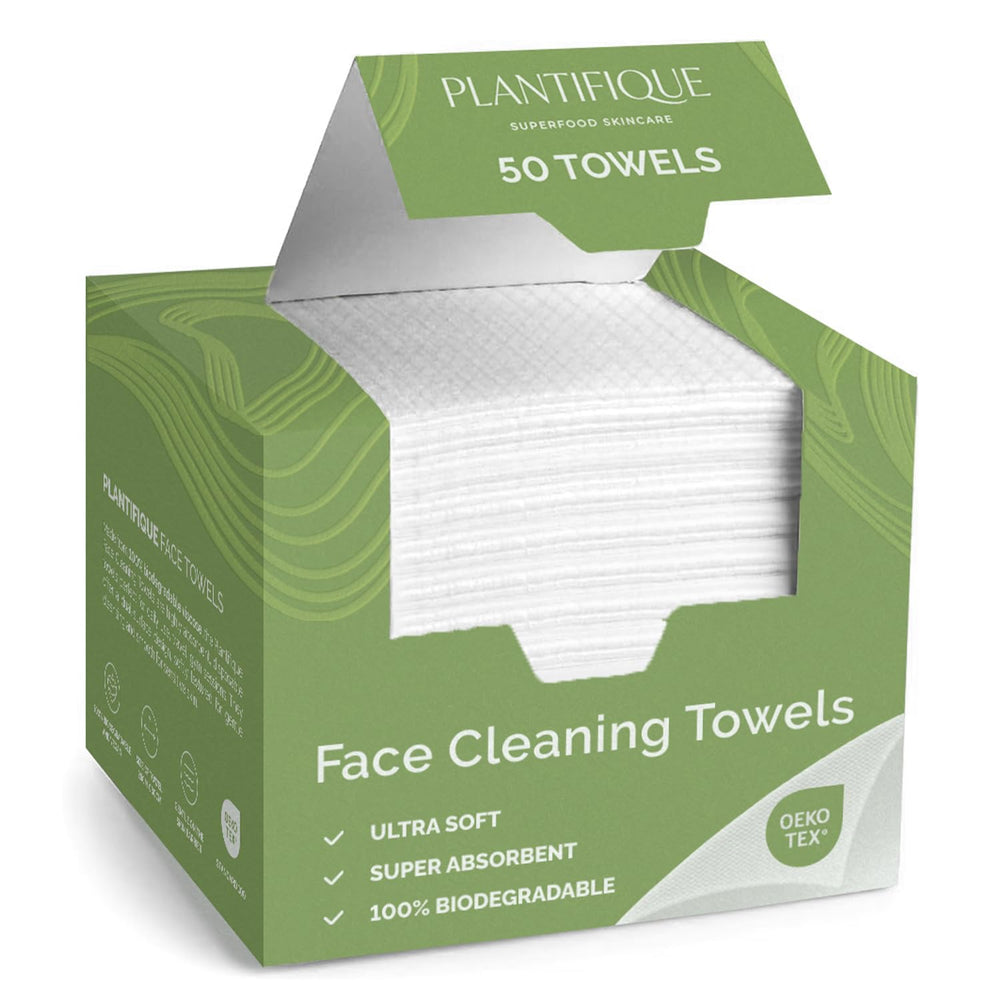 Plantifique Disposable Face Towels XL with smooth side for gentle cleansing.