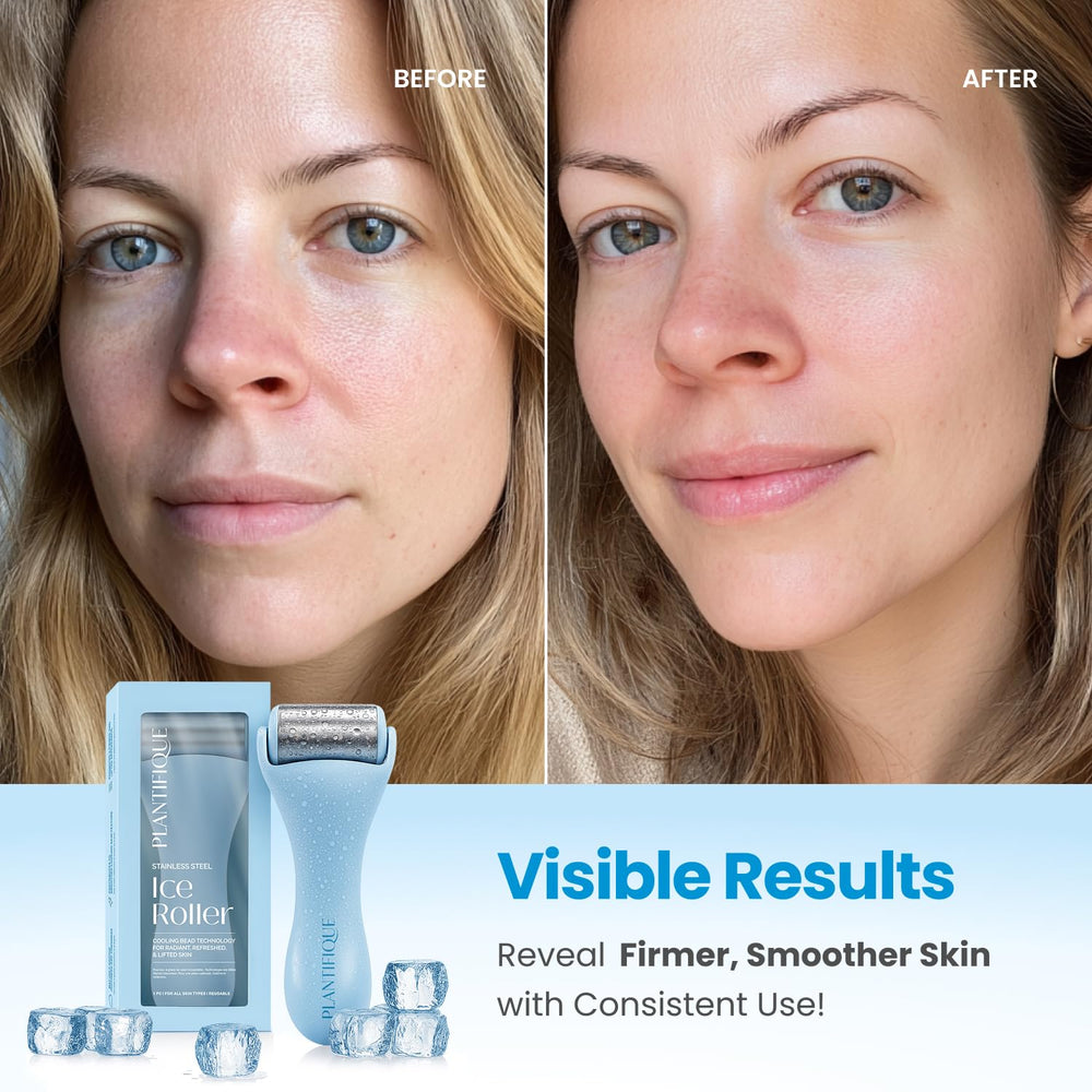 Plantifique Facial Ice Roller soothes the eye area with cooling relief.
