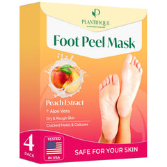 PLANTIFIQUE Foot Peeling Mask 4-Pack packaging for a spa-like at-home treatment.
