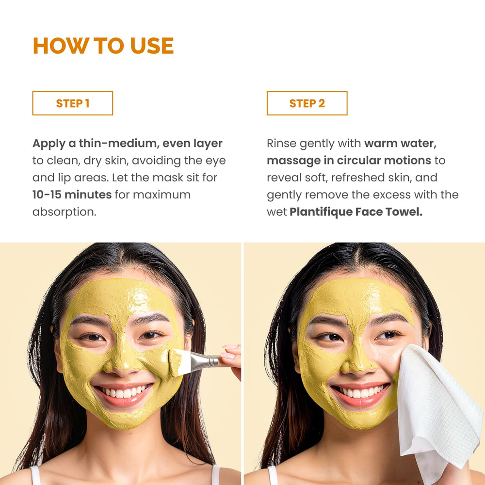 PLANTIFIQUE mask ingredients turmeric and aloe emphasize soothing hydration
