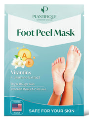 PLANTIFIQUE Mascarilla exfoliante para pies en envase, listo para iniciar el cuidado de tus pies.