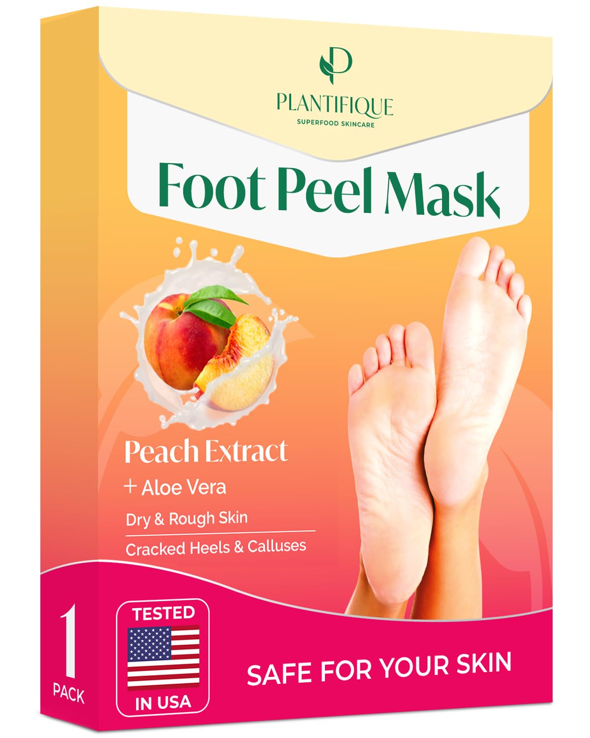 PLANTIFIQUE mascarilla exfoliante para pies en empaque, listo para uso en casa