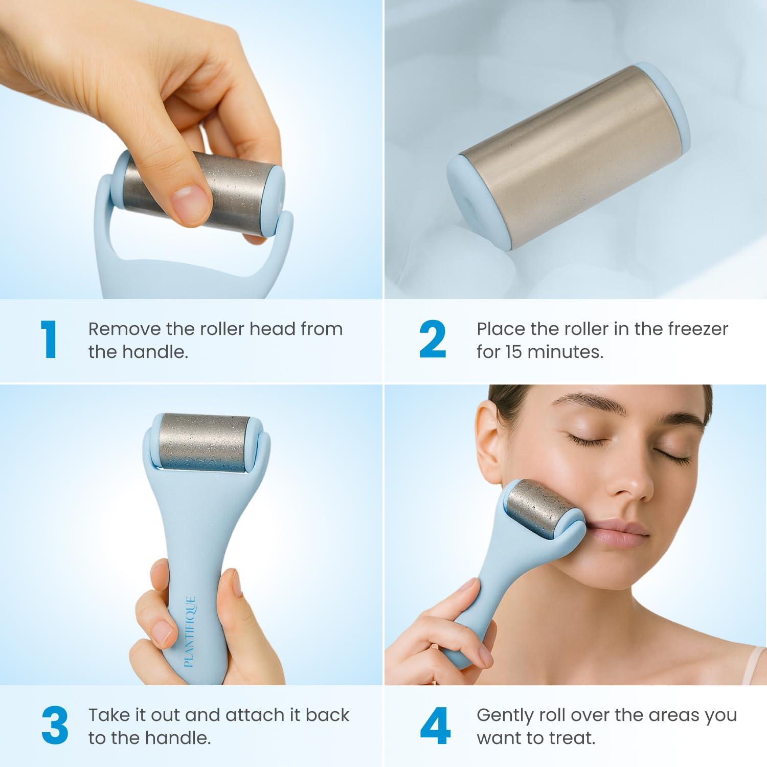 Plantifique puffiness relief tool for gentle under-eye care and decongestion.