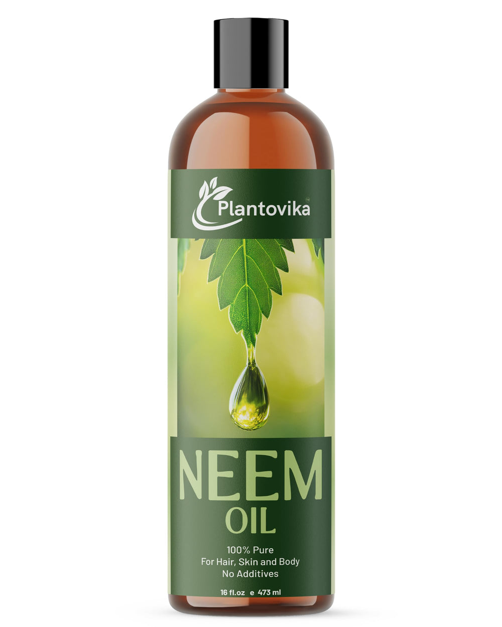 Plantovika Aceite de Neem, botella exhibida, hidratación suave para piel y cabello