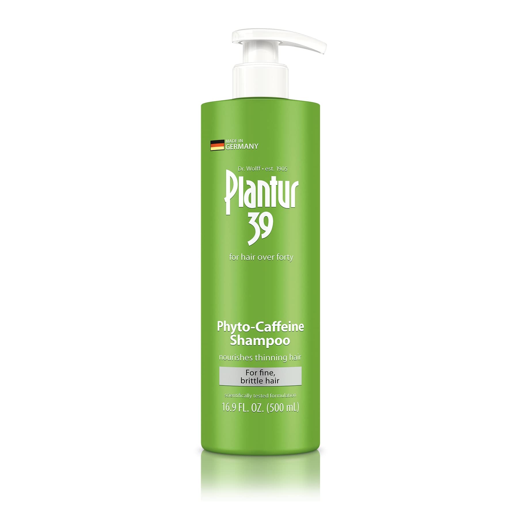 Plantur 39 shampoo bottle for fine hair showing cleansing action