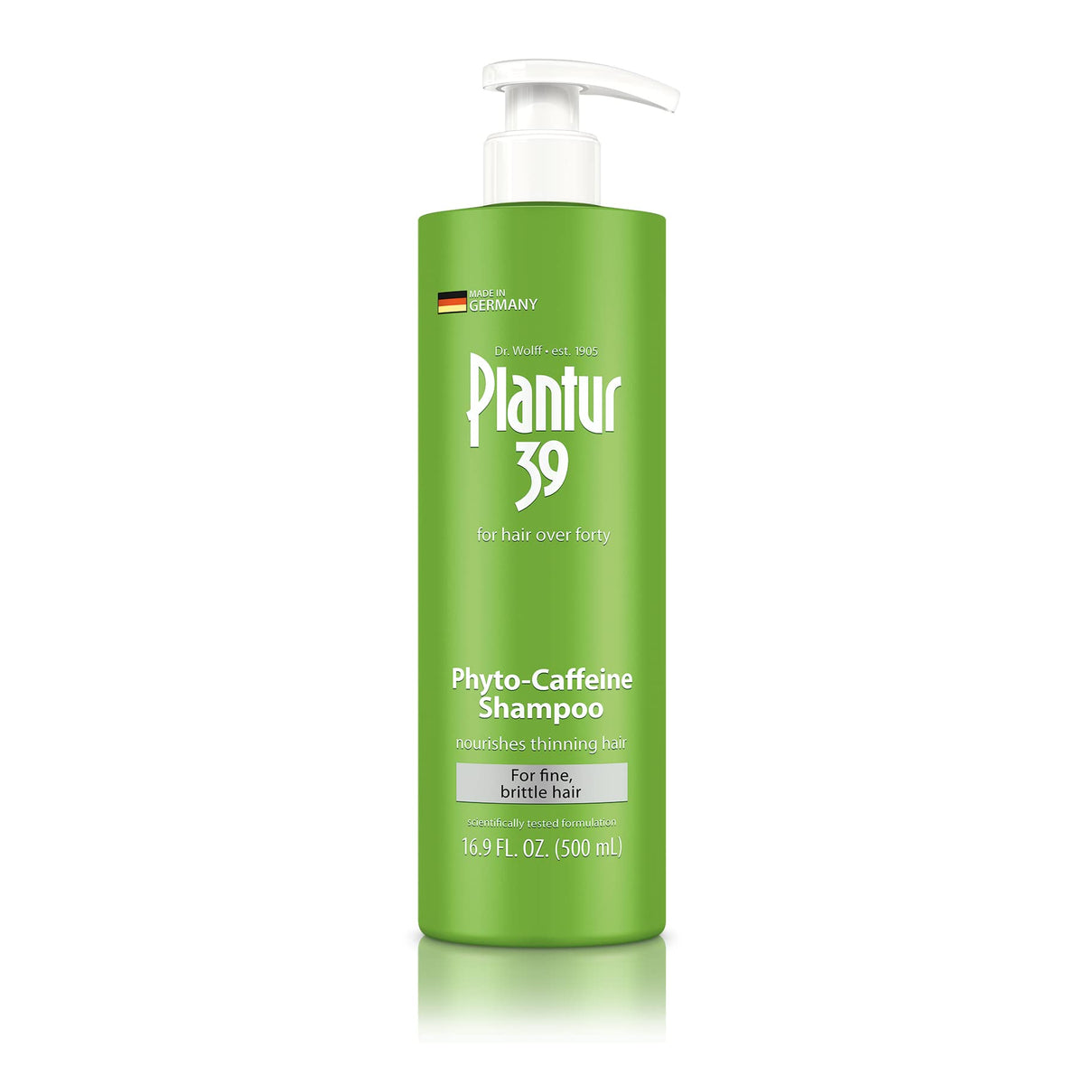 Plantur 39 shampoo bottle for fine hair showing cleansing action