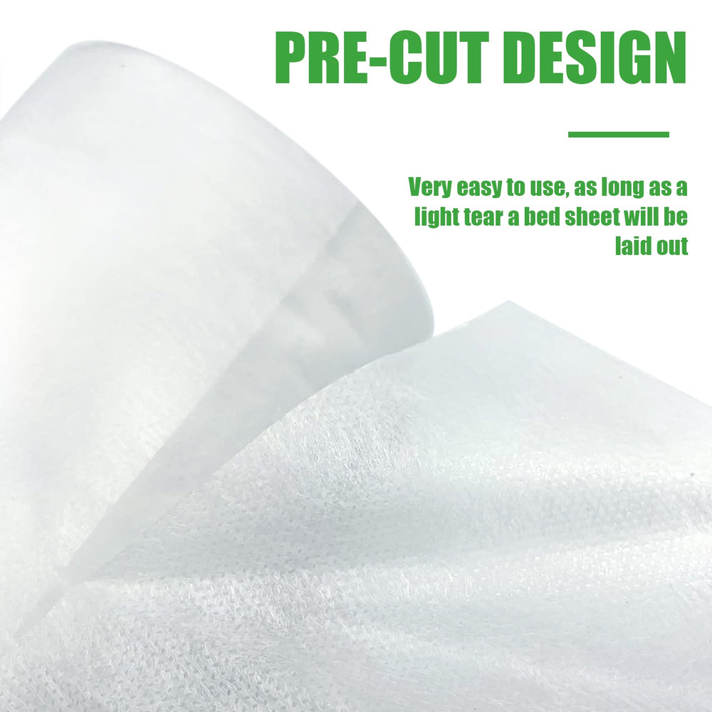 Platonee disposable bed-sheet roll perforated every 70 inches for quick changes