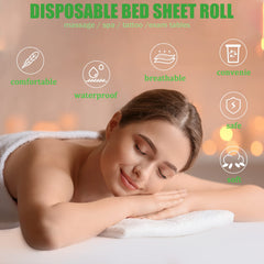 Platonee bed-sheet roll unfolded on a massage table for clean coverage