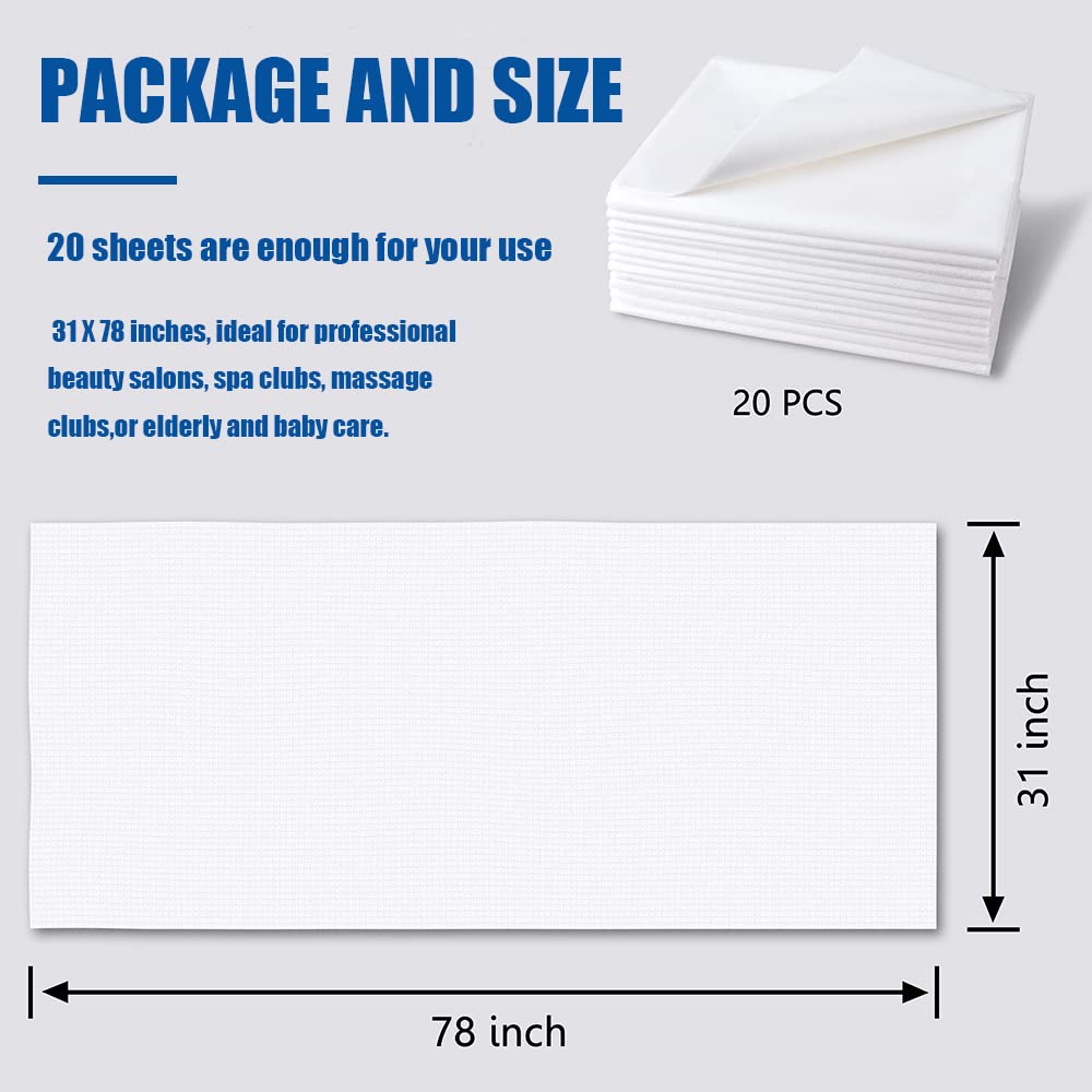 Platonee pack of 20 disposable bed sheets 31x78