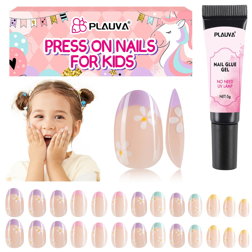 Plauva 26-piece kids nails set for at-home nail art with easy application.