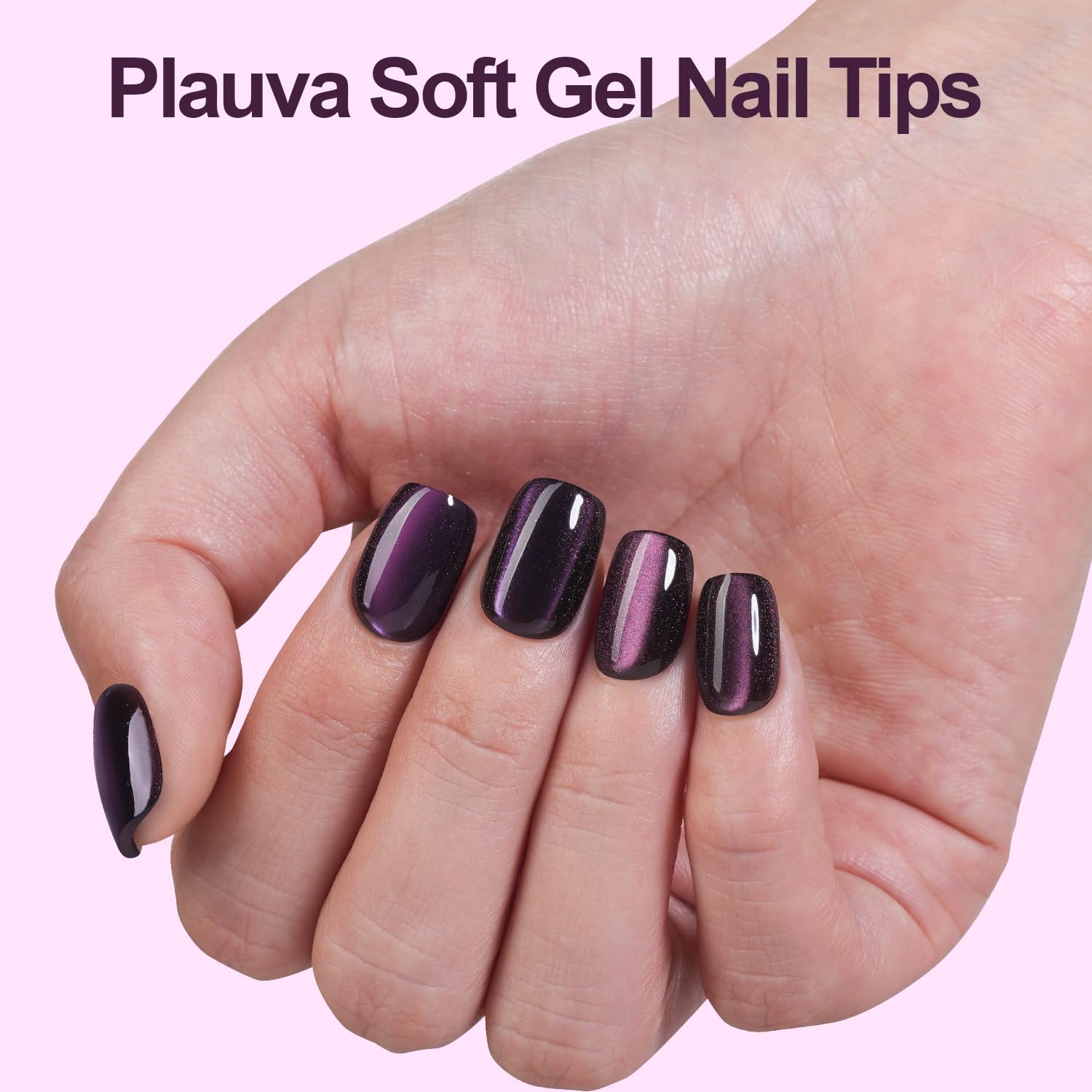 Plauva uñas postizas ojo de gato gel suave con brillo elegante