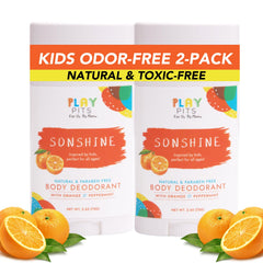 Play Pits Sonshine desodorante para niños, embalaje 2 piezas, opción natural para uso diario.