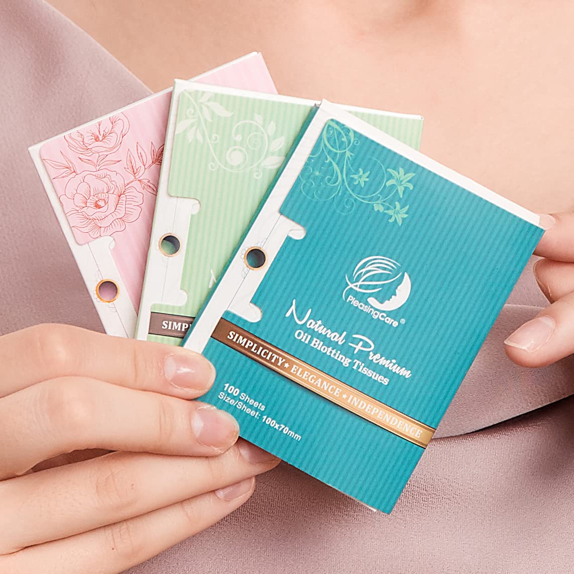 PleasingCare natural linen blotting sheets feel gentle on skin