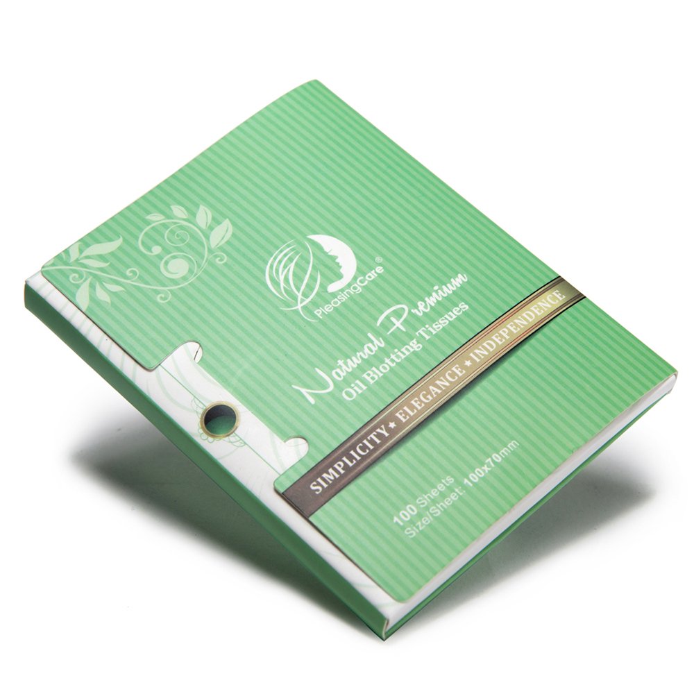PleasingCare natural linen blotting paper with organic green tea fragrance.