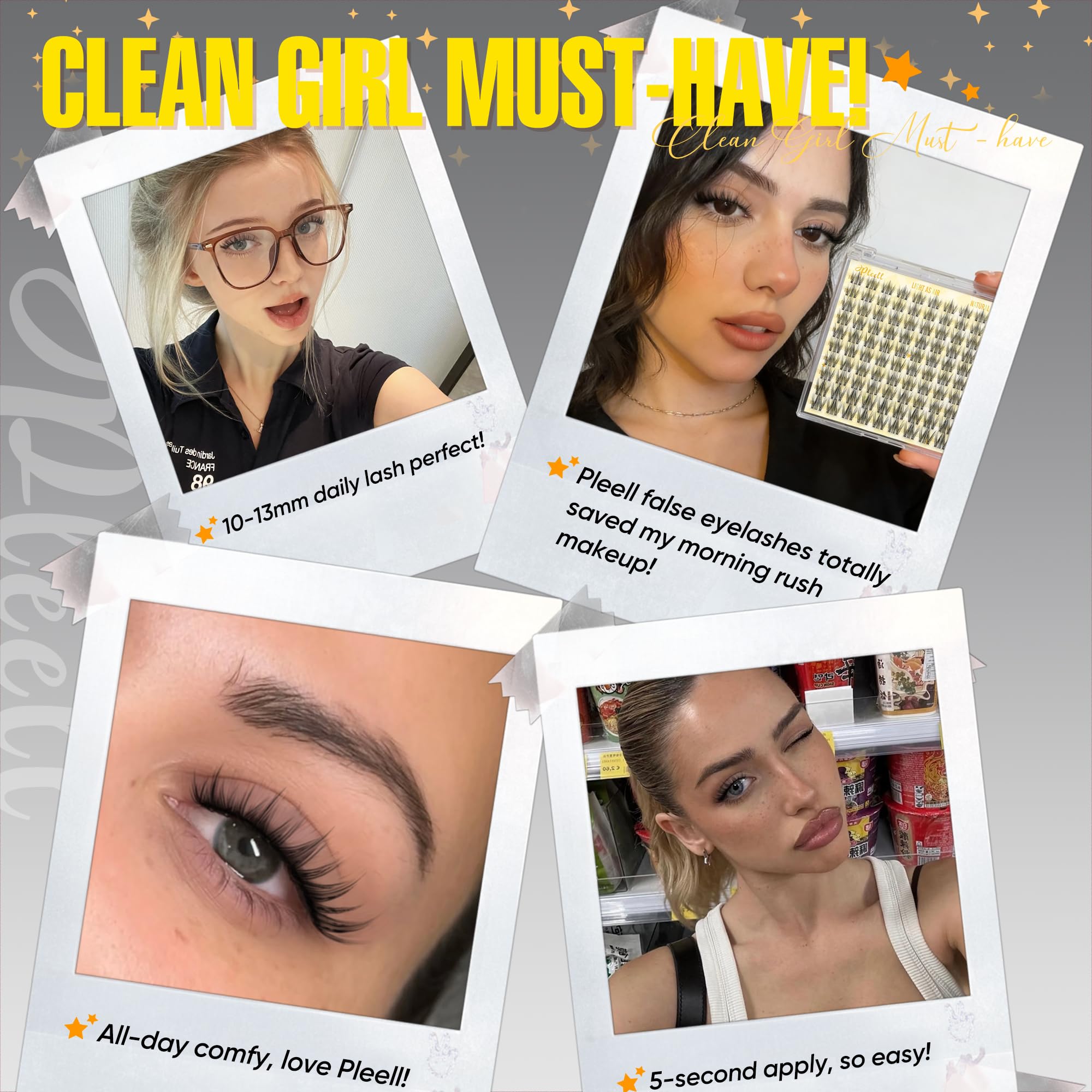 Pleell all-day comfort lashes offer lightweight wear during commutes.