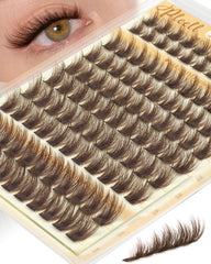 Pleell Brown Lash Clusters close-up showing fluffy, natural volume for everyday eyes.