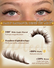 Pleell Brown Lash Clusters D-Curly close-up highlighting lift and curl definition.