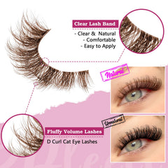 Pleell Brown Lashes clear brown band close-up for natural daily wear