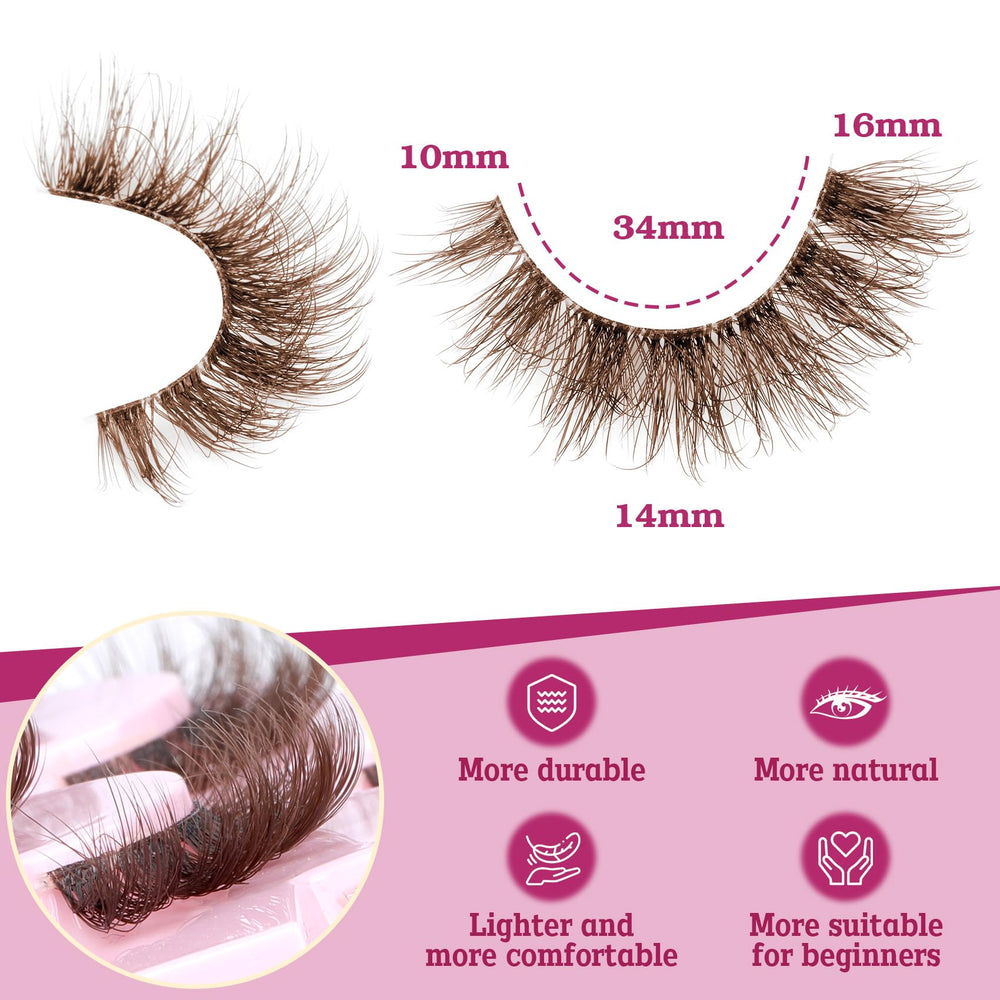 Pleell Brown Lashes easy to apply and remove for beginners