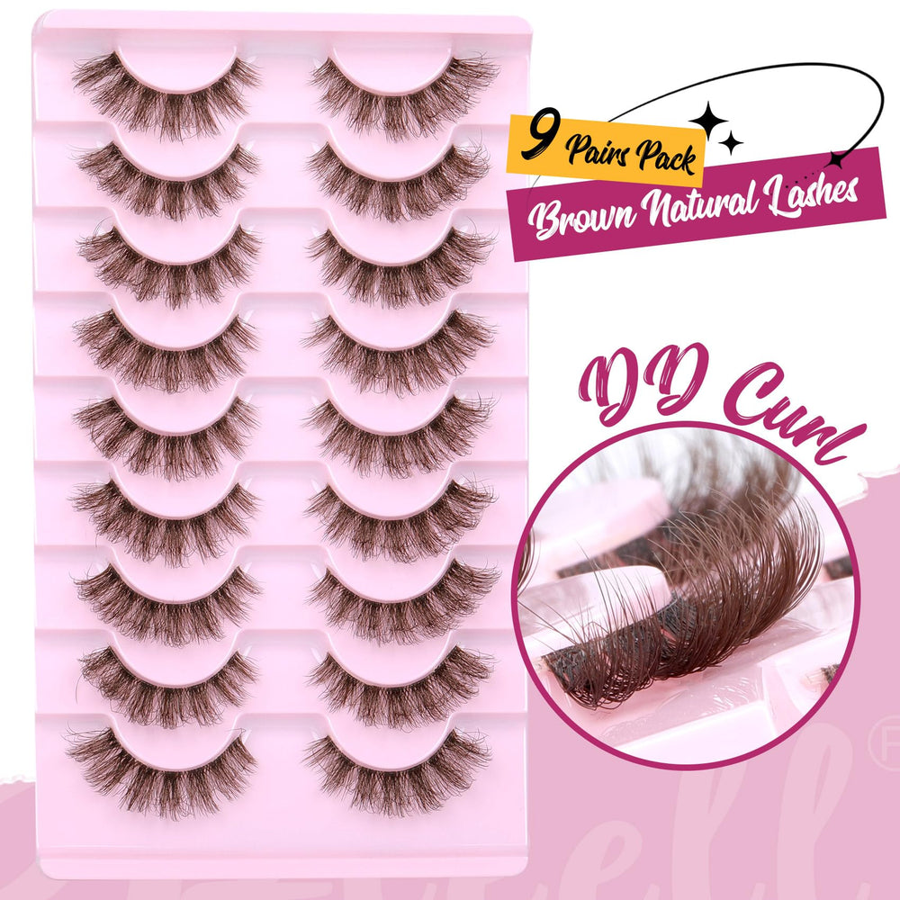 Pleell Brown Lashes hypoallergenic soft fiber for comfortable wear