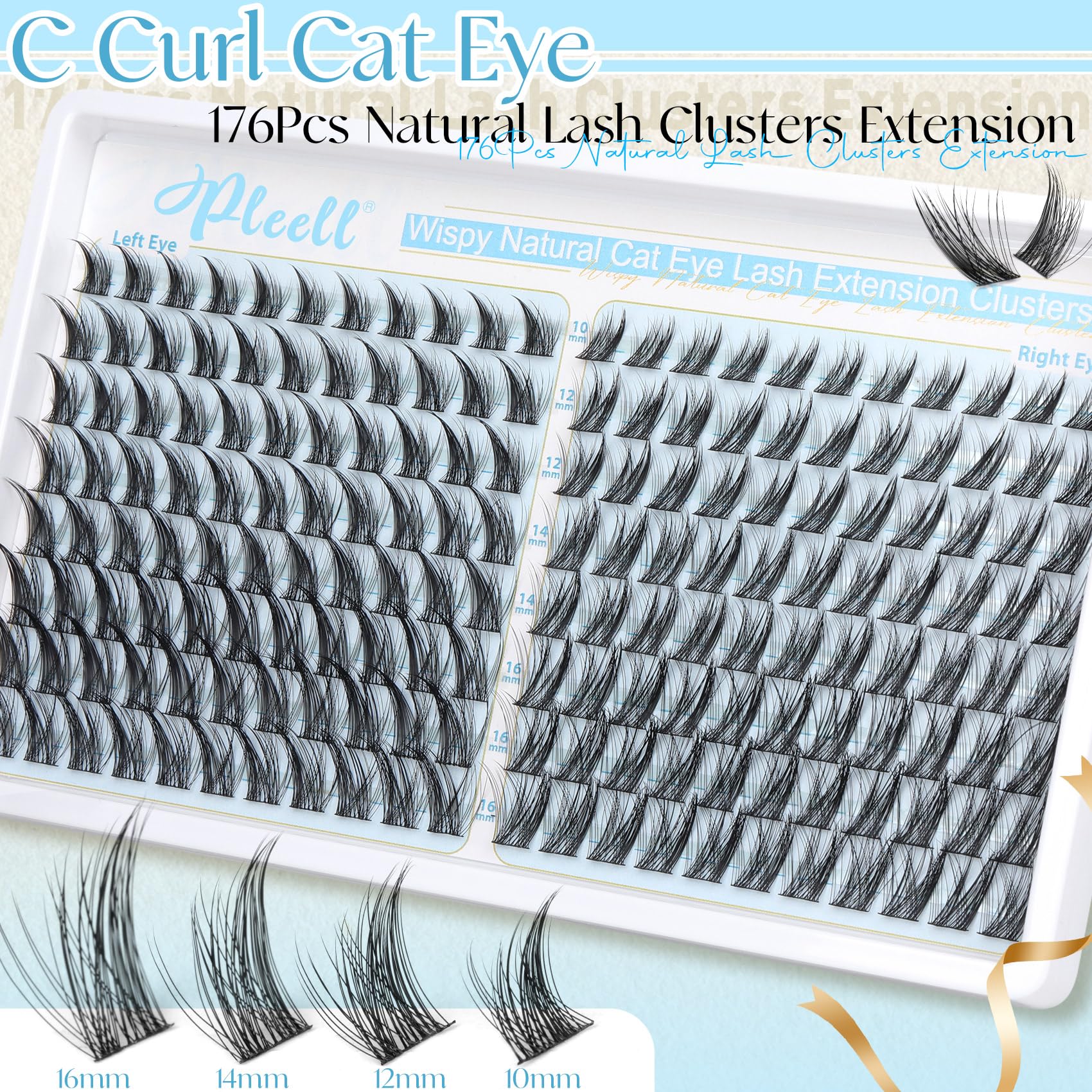 Pleell C-curve lash clusters blend seamlessly with your own lashes.