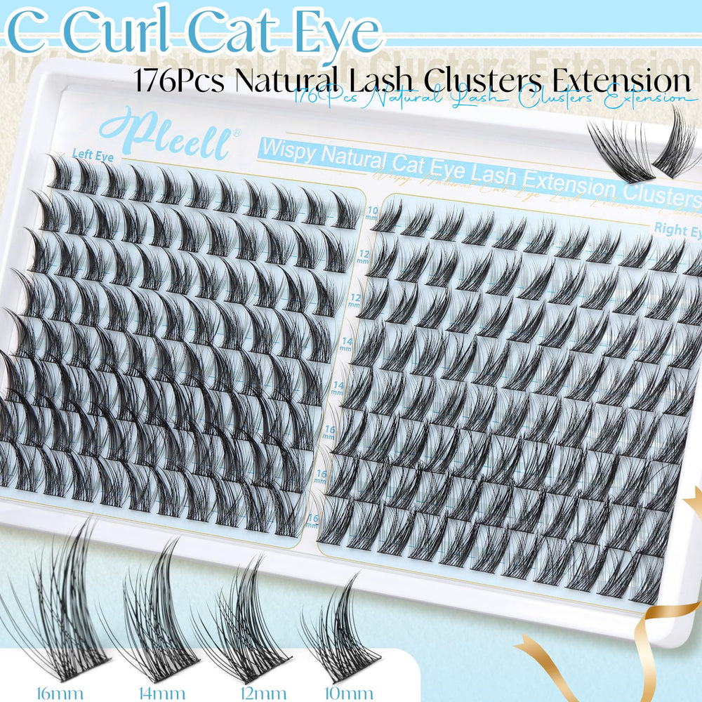 Pleell C-curve lash clusters blend seamlessly with your own lashes.