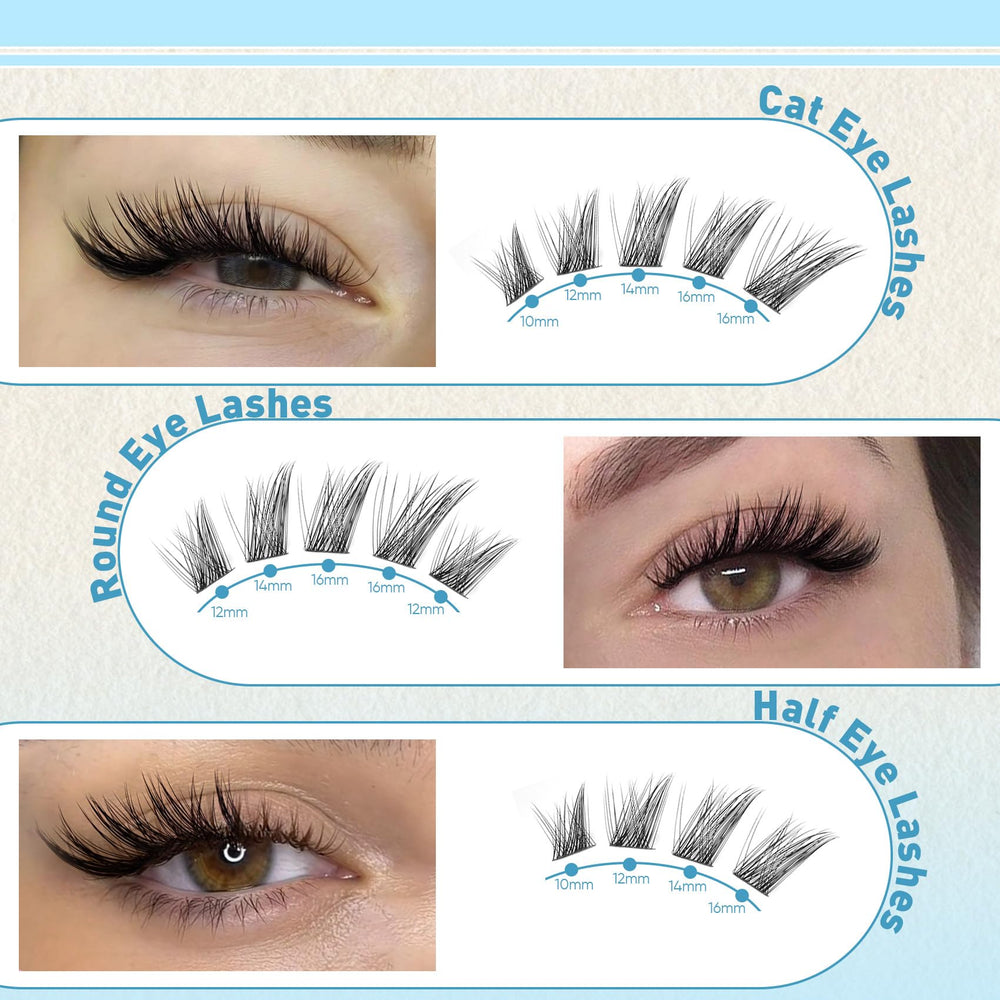 Pleell cluster lashes in soft fiber for comfortable wear.