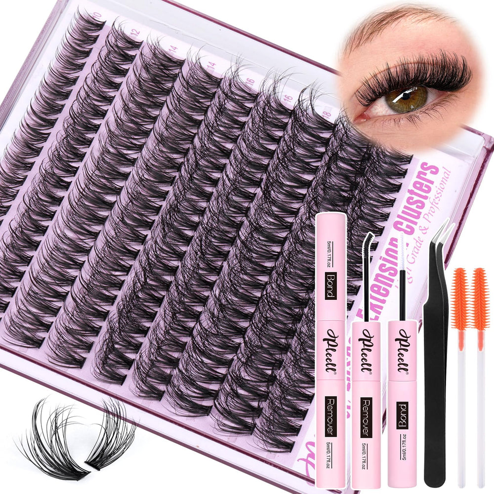 Pleell Fluff Lash Extensions Kit contents ready for at-home salon results.