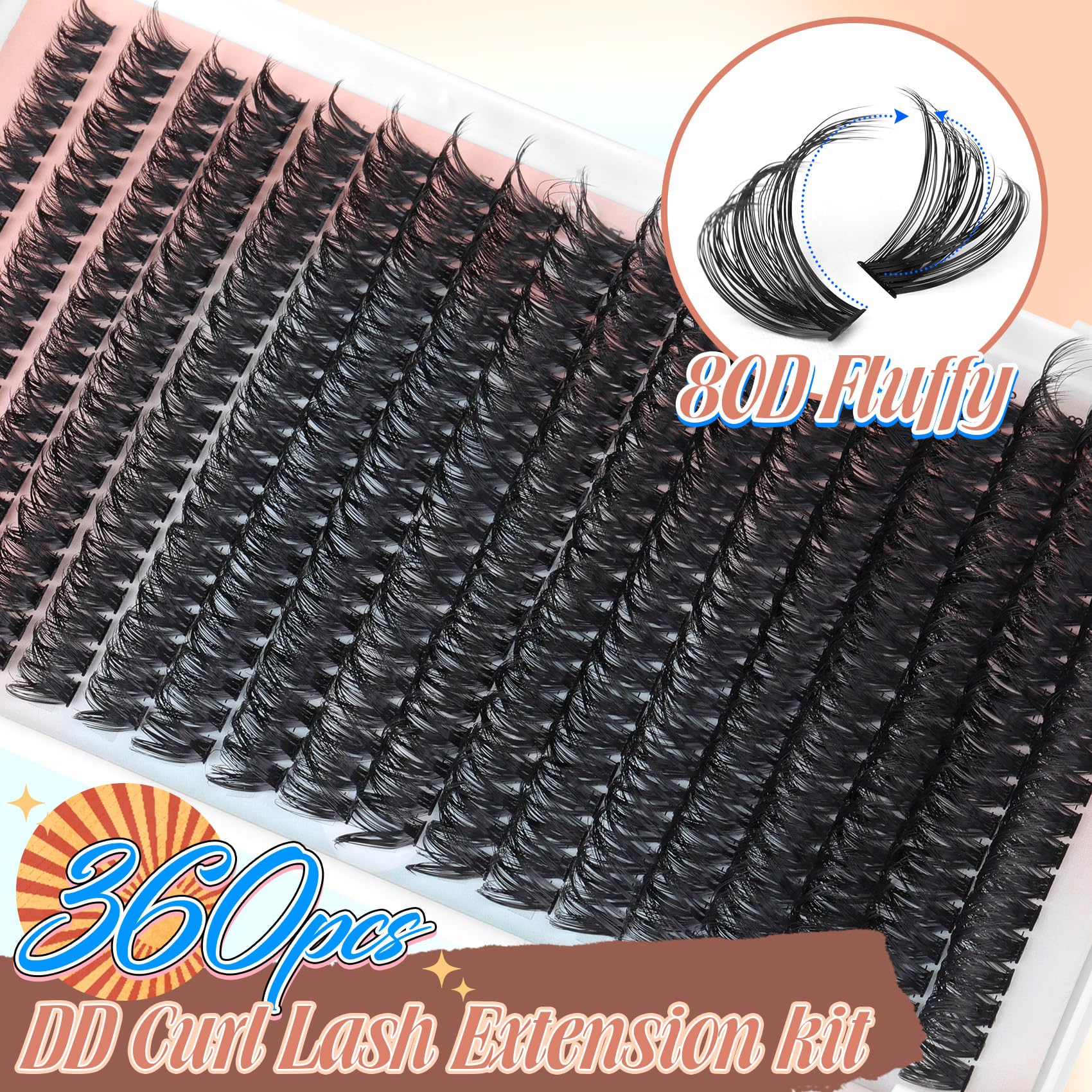 Pleell lash clusters on an 18-row tray for DIY application.