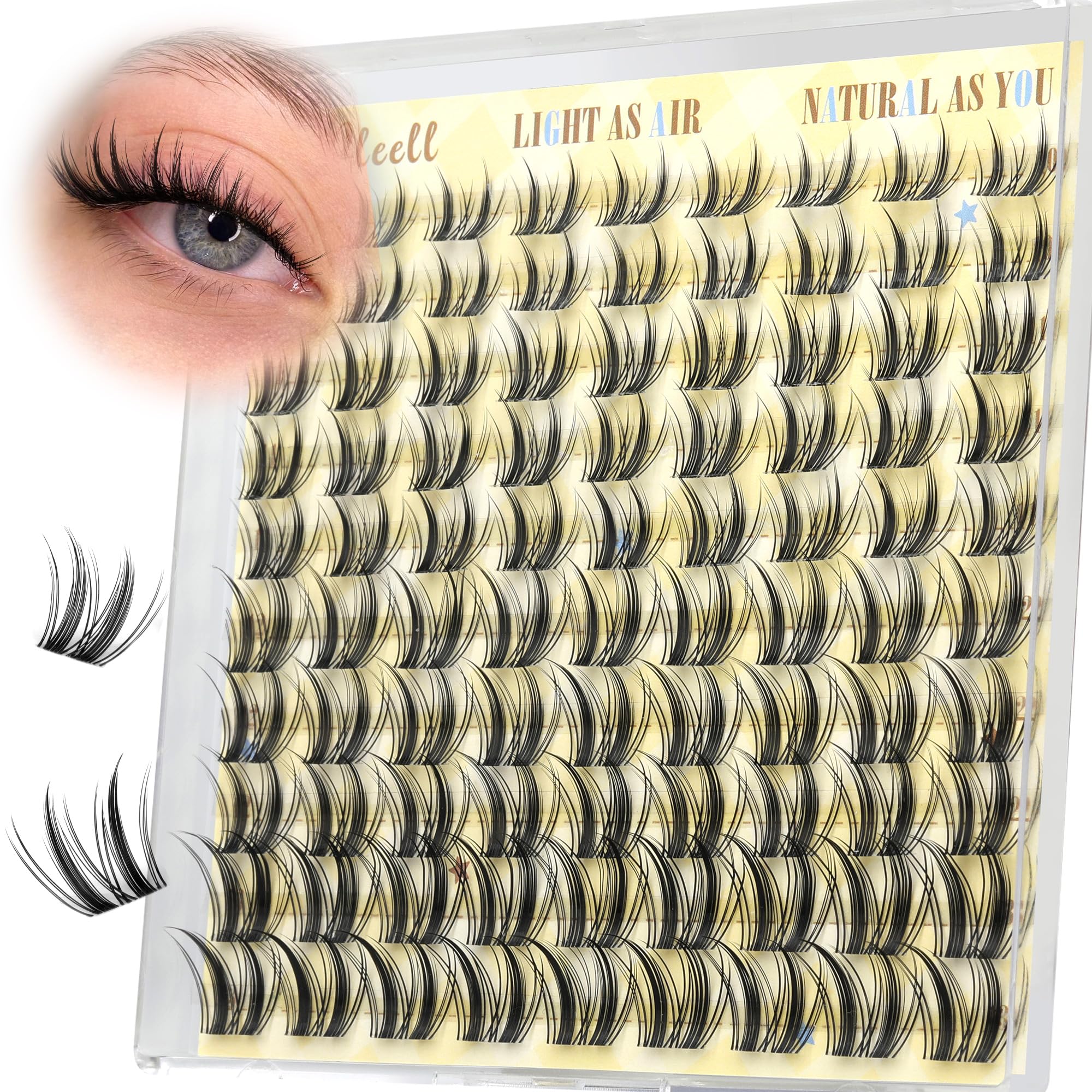 Pleell lash clusters natural 10-13mm wispy for everyday wear and subtle lift