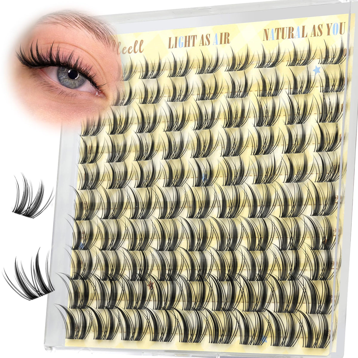 Pleell lash clusters natural 10-13mm wispy for everyday wear and subtle lift