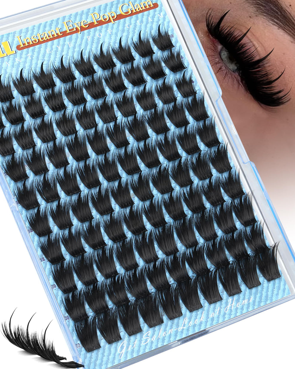 Pleell Manga Lash Clusters close up shows wet look spikes for dramatic anime lashes.