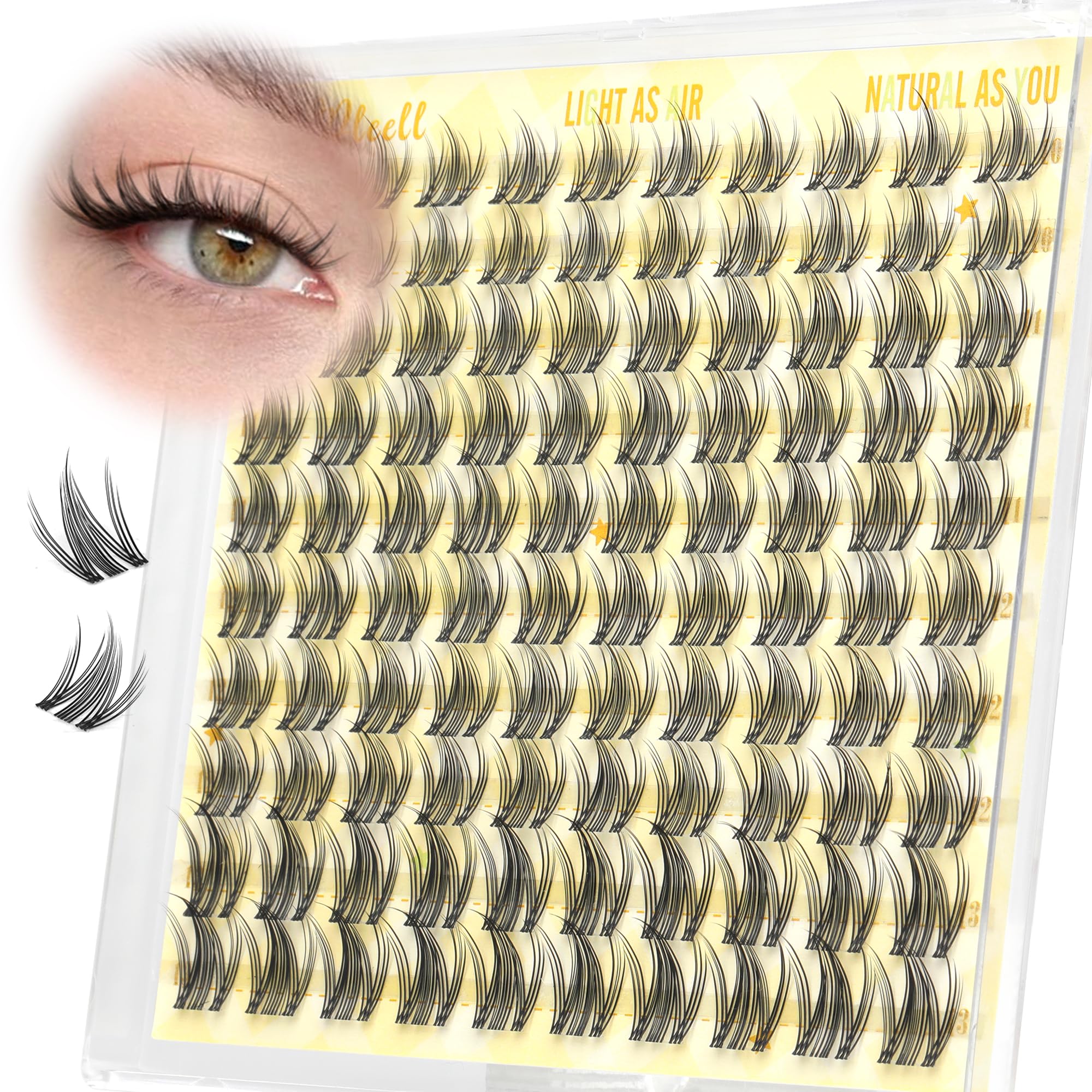 Pleell natural lash clusters 10mm add subtle length for daily wear.