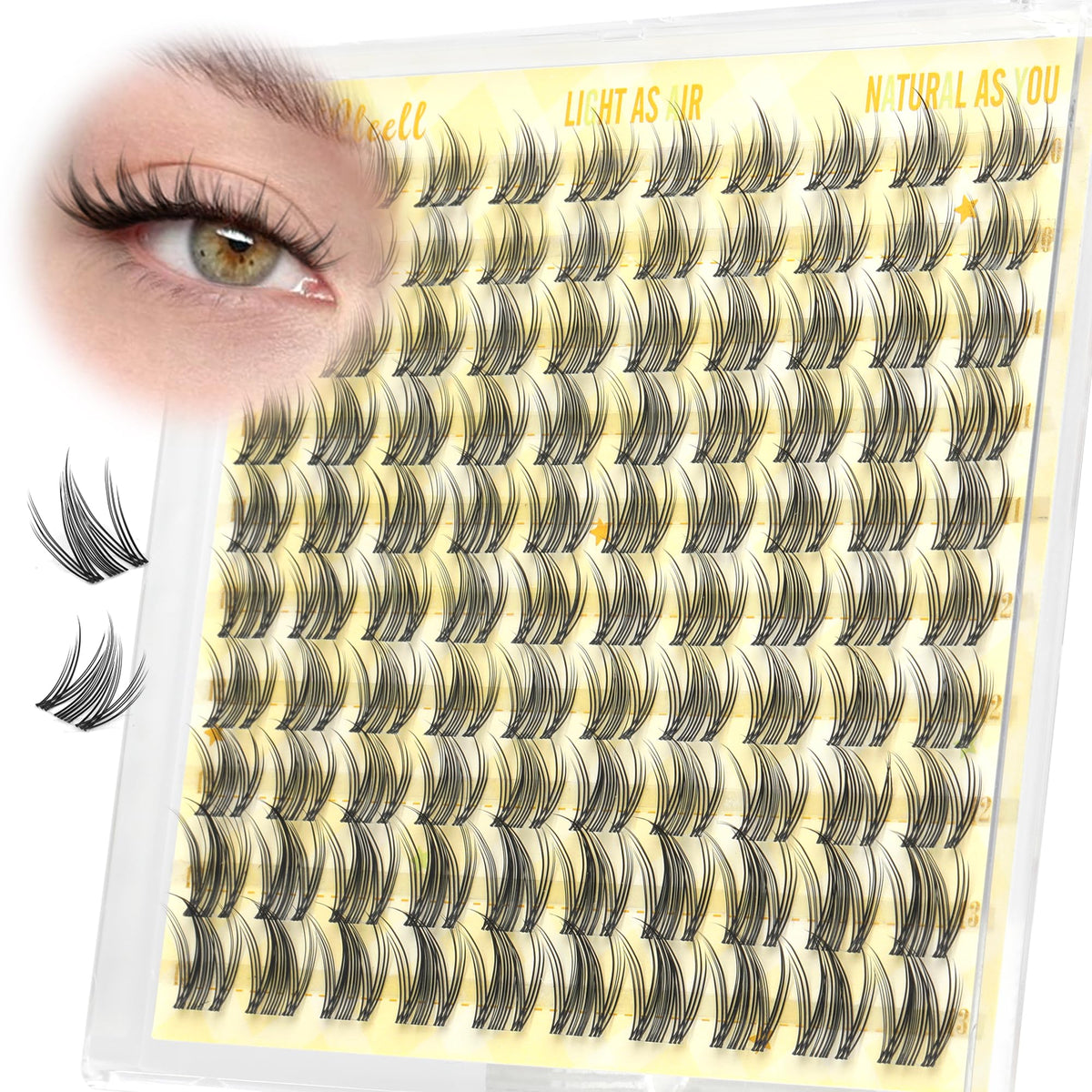 Pleell natural lash clusters 10mm add subtle length for daily wear.