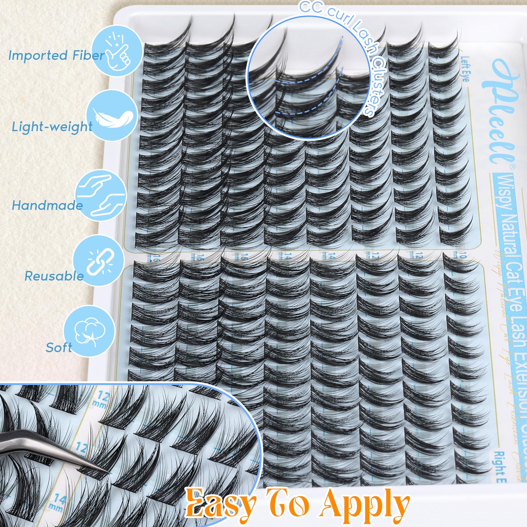 Pleell professional-quality cluster lashes create a fuller look.