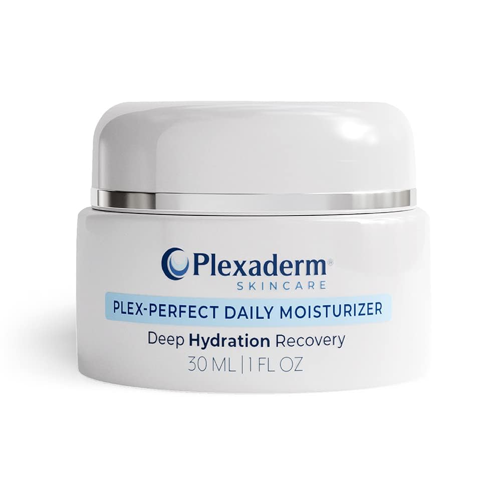 Plexaderm Daily Moisturizer bottle showing sleek packaging for daily hydration.