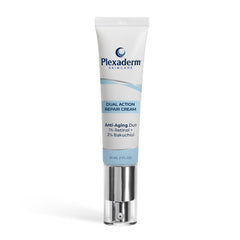 Plexaderm Dual Action Repair Neck Cream bottle close-up showing the premium neck care formula.