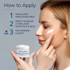 Plexaderm fragrance-free moisturizer being applied for gentle daily care.