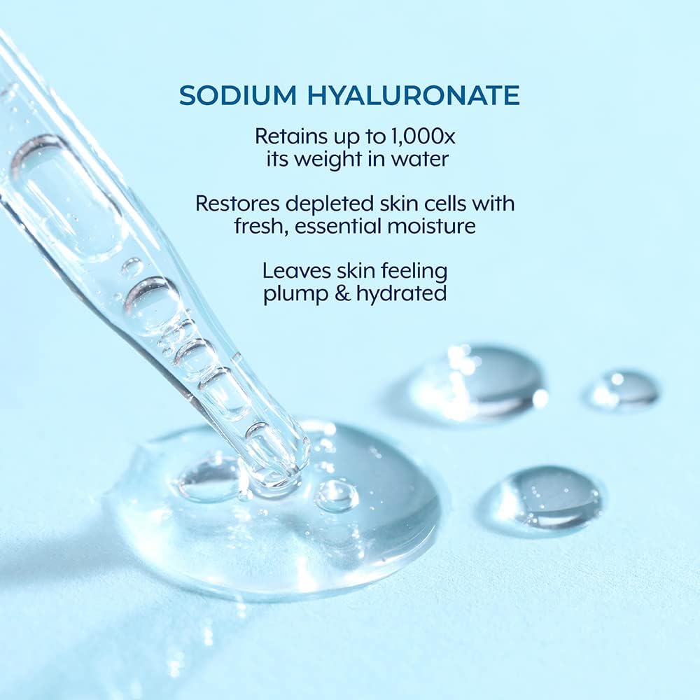 Plexaderm Hyaluronic Moisturizer texture close-up shows lightweight, water-based formula.