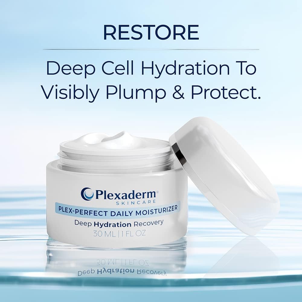 Plexaderm moisturizer ceramides closeup illustrates skin barrier support.
