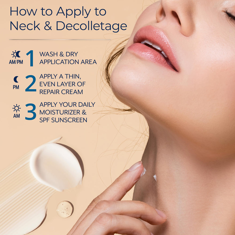 Plexaderm night-time neck care ritual photo suggesting evening skincare routine.