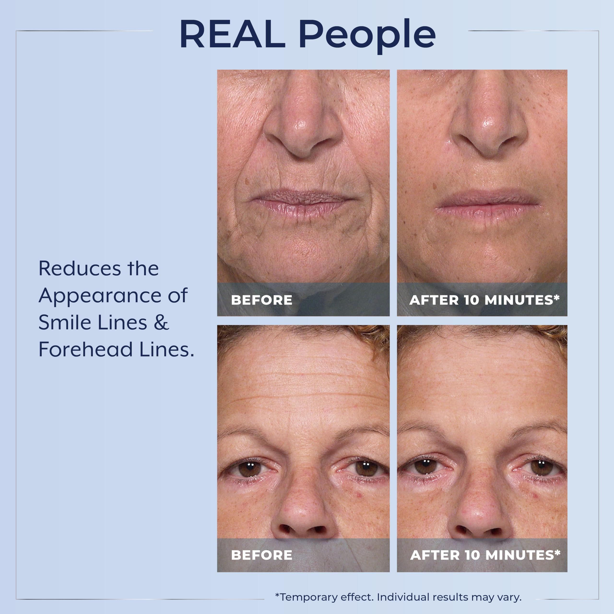 Plexaderm eye serum swatch on skin demonstrates fast absorption for refreshed eyes.