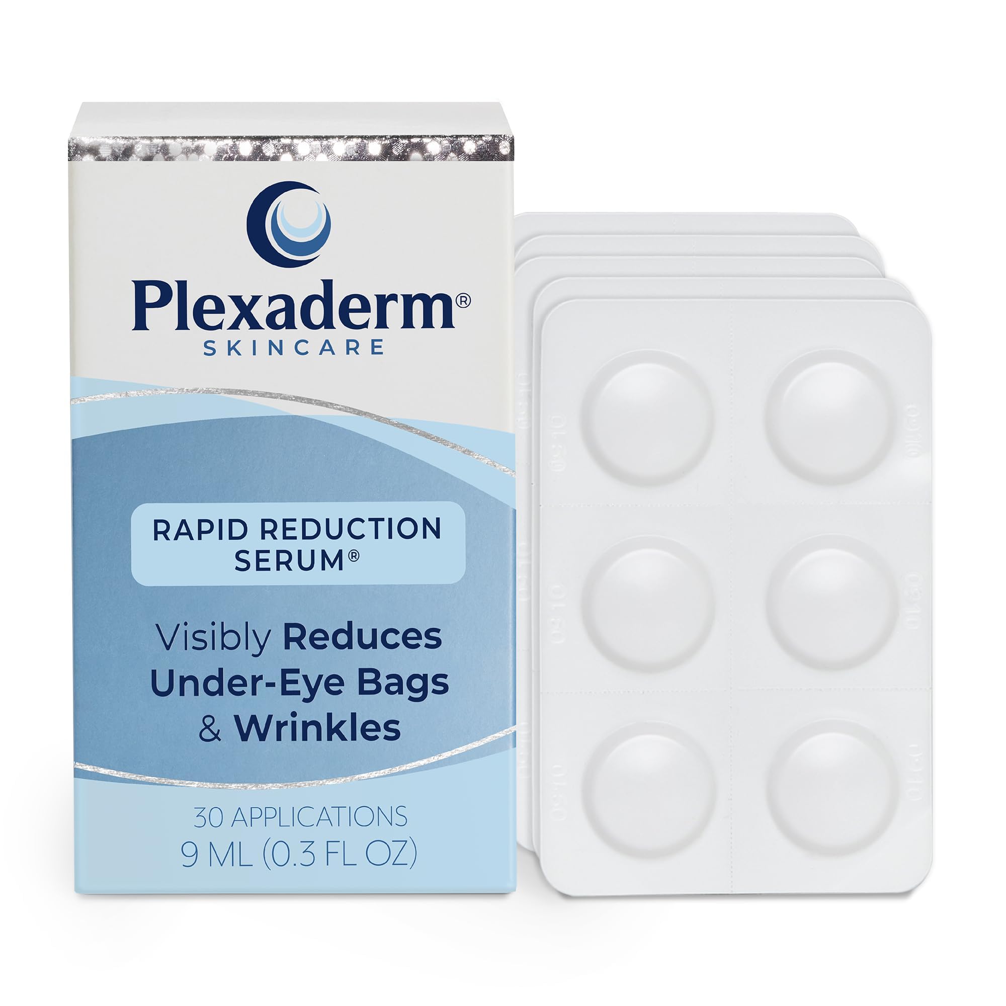 Plexaderm Rapid Reduction Eye Serum bottle closeup showing sleek packaging and smooth texture