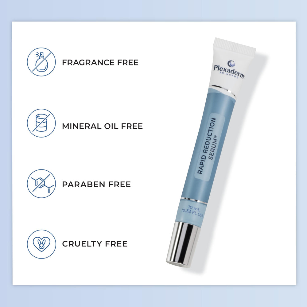 Plexaderm Rapid Reduction Eye Serum providing a quick ritual for refreshed eyes.