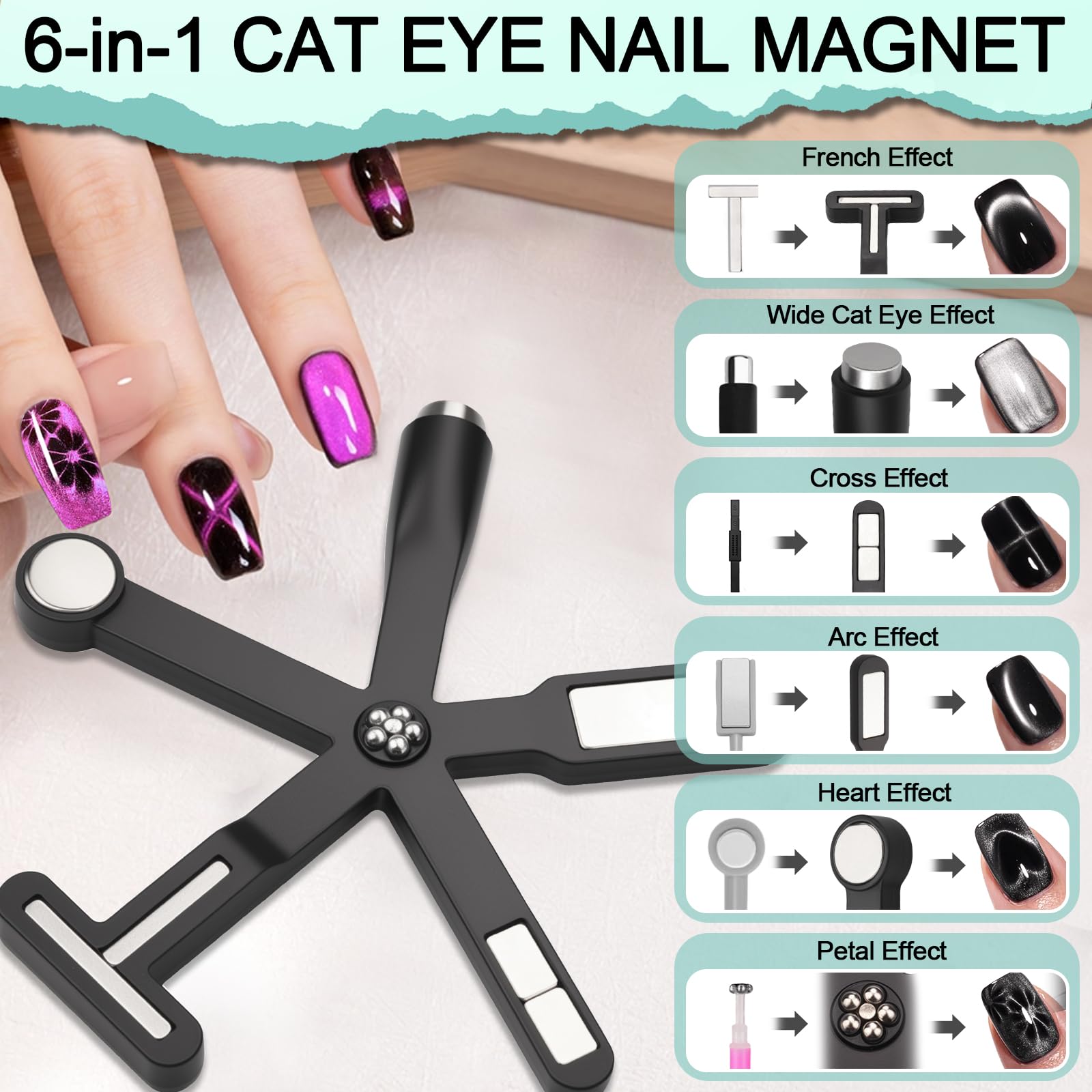 Plman heart cat eye magnet pen 3 in 1 for heart shapes and double lines.